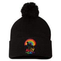 Ally Cat LGBT Pride Ally Cat With Rainbow Pom Pom 12in Knit Beanie