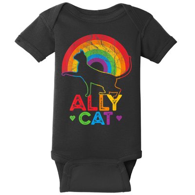 Ally Cat LGBT Pride Ally Cat With Rainbow Baby Bodysuit