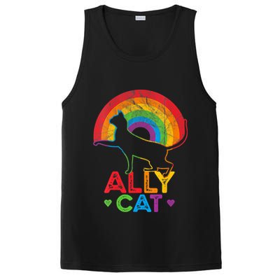 Ally Cat LGBT Pride Ally Cat With Rainbow PosiCharge Competitor Tank