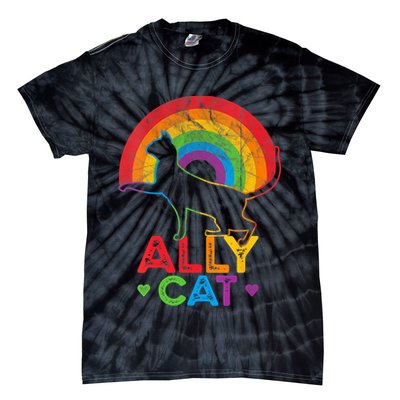 Ally Cat LGBT Pride Ally Cat With Rainbow Tie-Dye T-Shirt