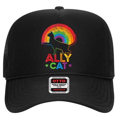 Ally Cat LGBT Pride Ally Cat With Rainbow Trucker Hat