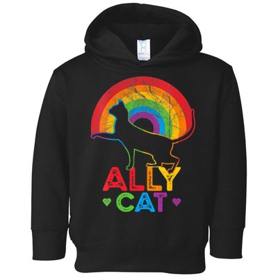 Ally Cat LGBT Pride Ally Cat With Rainbow Toddler Hoodie