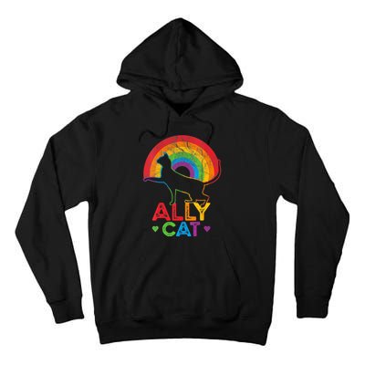 Ally Cat LGBT Pride Ally Cat With Rainbow Tall Hoodie