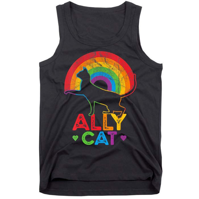 Ally Cat LGBT Pride Ally Cat With Rainbow Tank Top