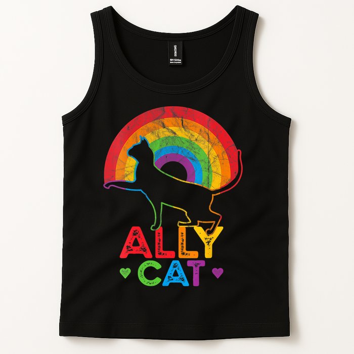 Ally Cat LGBT Pride Ally Cat With Rainbow Tank Top