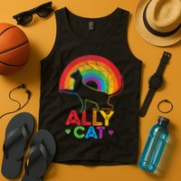 Ally Cat LGBT Pride Ally Cat With Rainbow Tank Top