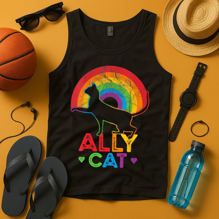 Ally Cat LGBT Pride Ally Cat With Rainbow Tank Top