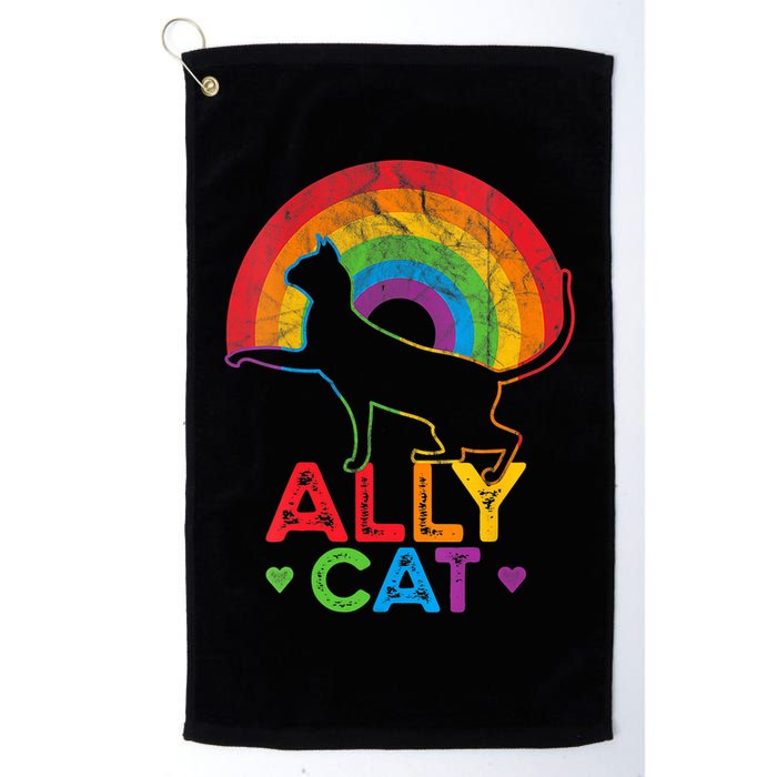 Ally Cat LGBT Pride Ally Cat With Rainbow Golf Towel
