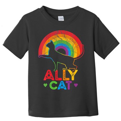 Ally Cat LGBT Pride Ally Cat With Rainbow Toddler T-Shirt