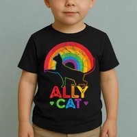 Ally Cat LGBT Pride Ally Cat With Rainbow Toddler T-Shirt