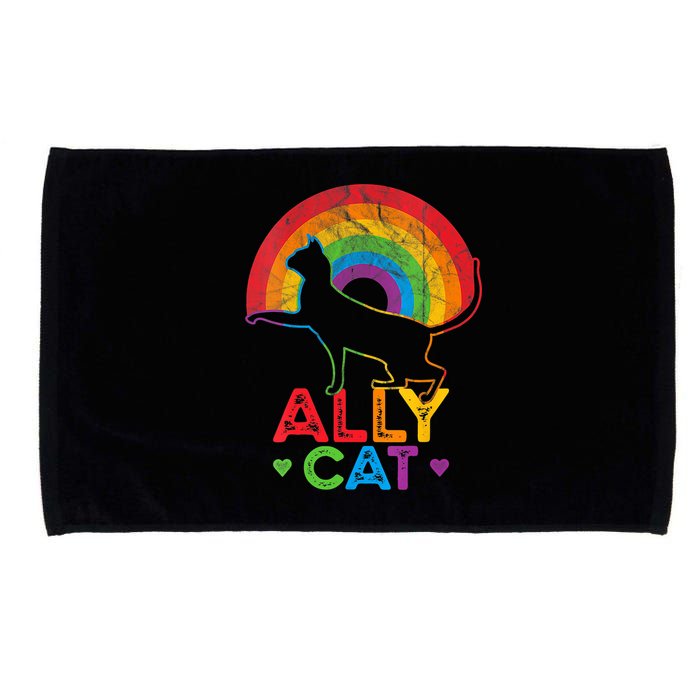 Ally Cat LGBT Pride Ally Cat With Rainbow Microfiber Hand Towel