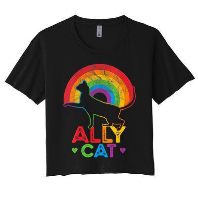 Ally Cat LGBT Pride Ally Cat With Rainbow Crop Top