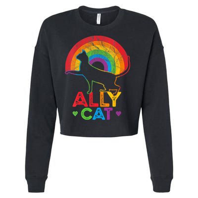 Ally Cat LGBT Pride Ally Cat With Rainbow Cropped Pullover Crew