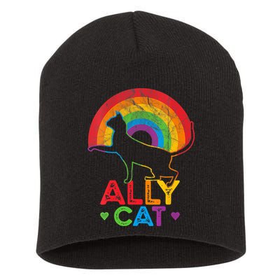 Ally Cat LGBT Pride Ally Cat With Rainbow Short Acrylic Beanie