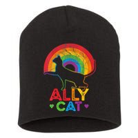 Ally Cat LGBT Pride Ally Cat With Rainbow Short Acrylic Beanie