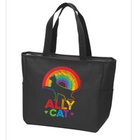 Ally Cat LGBT Pride Ally Cat With Rainbow Zip Tote Bag