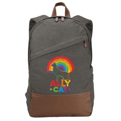 Ally Cat LGBT Pride Ally Cat With Rainbow Cotton Canvas Backpack