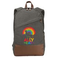 Ally Cat LGBT Pride Ally Cat With Rainbow Cotton Canvas Backpack
