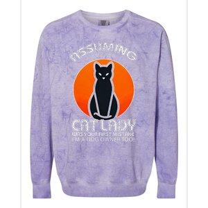 Assuming Cat Lady Halloween Dog And Black Cat Owners Colorblast Crewneck Sweatshirt