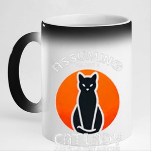 Assuming Cat Lady Halloween Dog And Black Cat Owners 11oz Black Color Changing Mug