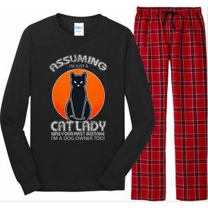 Assuming Cat Lady Halloween Dog And Black Cat Owners Long Sleeve Pajama Set