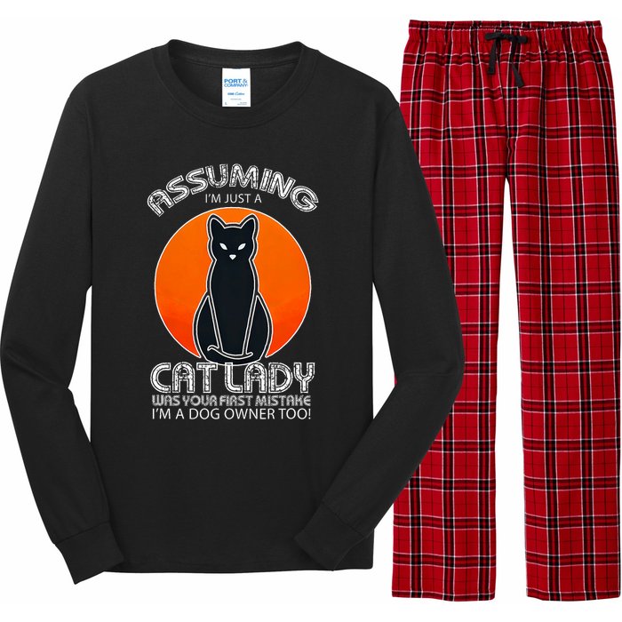 Assuming Cat Lady Halloween Dog And Black Cat Owners Long Sleeve Pajama Set