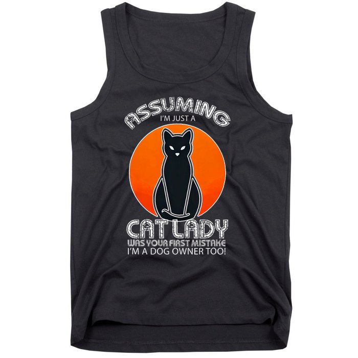 Assuming Cat Lady Halloween Dog And Black Cat Owners Tank Top