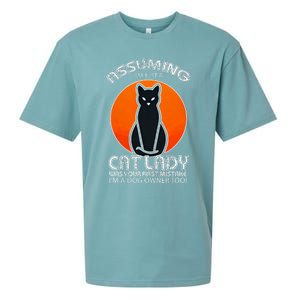 Assuming Cat Lady Halloween Dog And Black Cat Owners Sueded Cloud Jersey T-Shirt