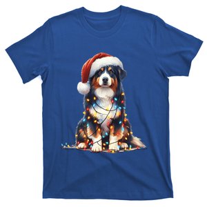 Amazing Christmas Light Santa Ho Dog Australian Shepherd Gift T-Shirt