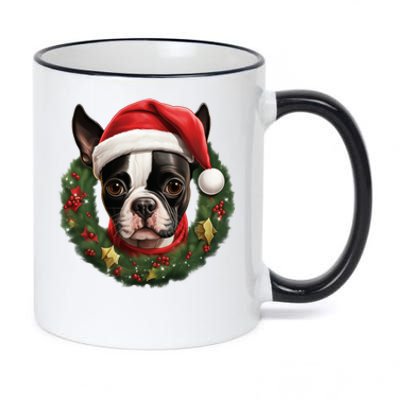 Amazing Christmas Light Xmas Santa Ho Dog Boston Terrier Gift 11oz Black Color Changing Mug