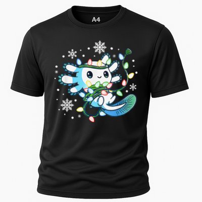 Axolotl Christmas Lights Xmas Tree Pajamas Performance Shirt