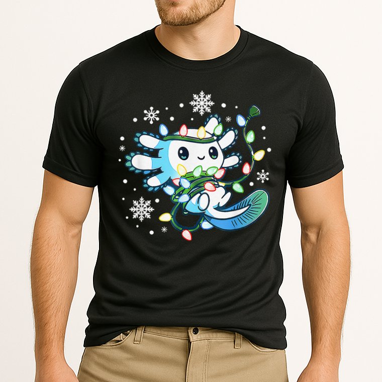 Axolotl Christmas Lights Xmas Tree Pajamas Performance Shirt