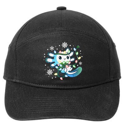 Axolotl Christmas Lights Xmas Tree Pajamas 7-Panel Snapback Hat