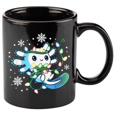 Axolotl Christmas Lights Xmas Tree Pajamas 11oz C Handle Ceramic Mug