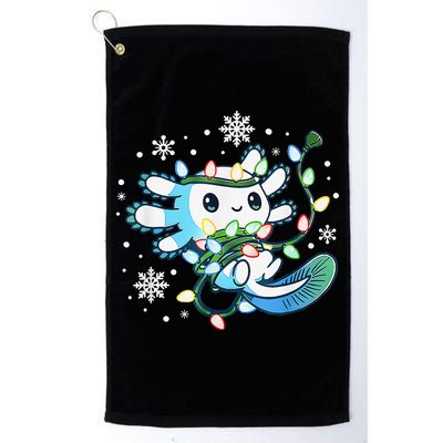 Axolotl Christmas Lights Xmas Tree Pajamas Golf Towel