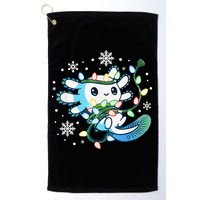 Axolotl Christmas Lights Xmas Tree Pajamas Golf Towel