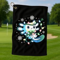 Axolotl Christmas Lights Xmas Tree Pajamas Golf Towel