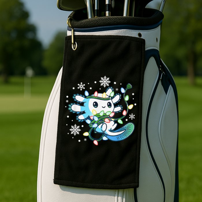 Axolotl Christmas Lights Xmas Tree Pajamas Golf Towel