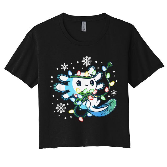 Axolotl Christmas Lights Xmas Tree Pajamas Crop Top