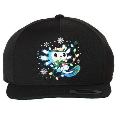 Axolotl Christmas Lights Xmas Tree Pajamas Wool Snapback Cap