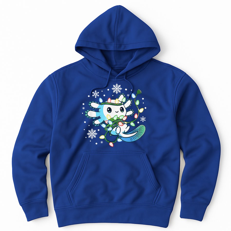 Axolotl Christmas Lights Xmas Tree Pajamas Hoodie