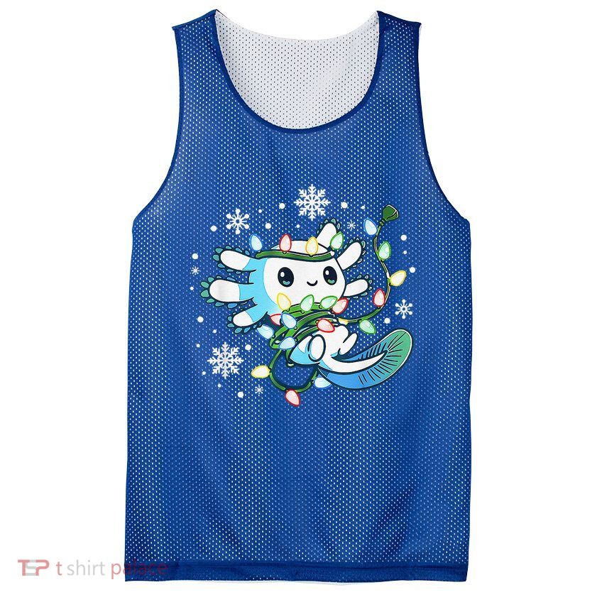 Axolotl Christmas Lights Xmas Tree Pajamas Mesh Reversible Basketball Jersey Tank