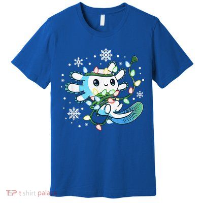 Axolotl Christmas Lights Xmas Tree Pajamas Premium T-Shirt