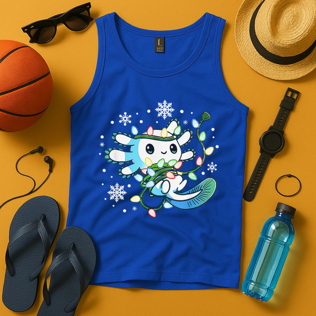 Axolotl Christmas Lights Xmas Tree Pajamas Tank Top