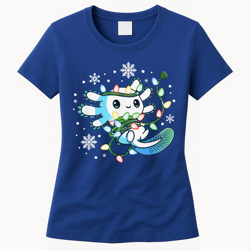 Axolotl Christmas Lights Xmas Tree Pajamas Womens T-Shirt