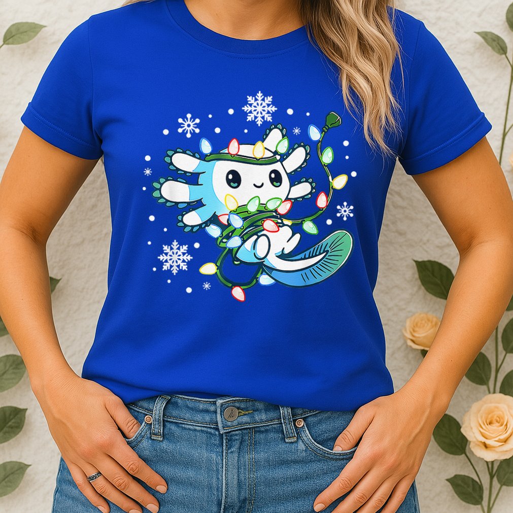 Axolotl Christmas Lights Xmas Tree Pajamas Womens T-Shirt