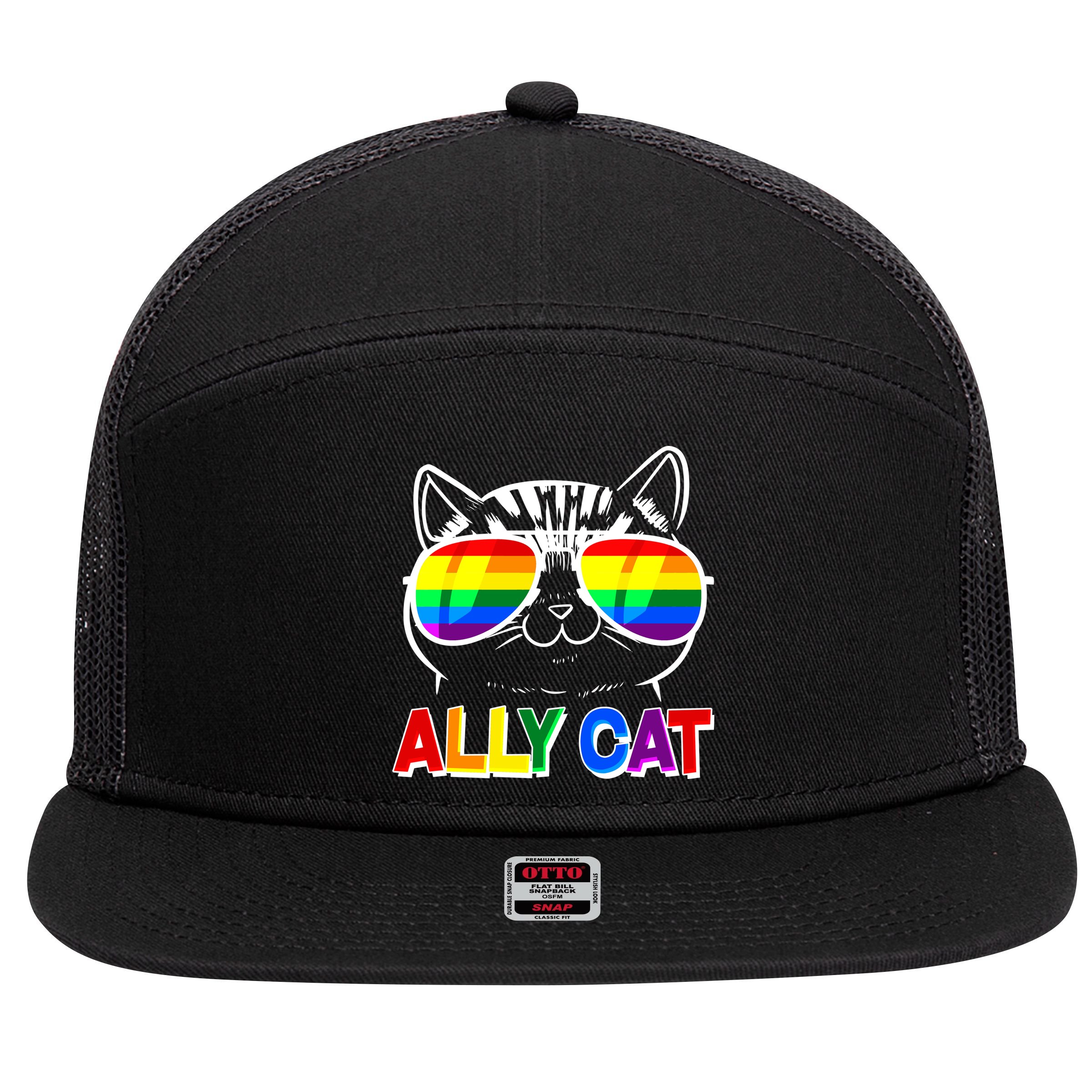 Ally Cat LGBT Pride 7 Panel Mesh Trucker Snapback Hat