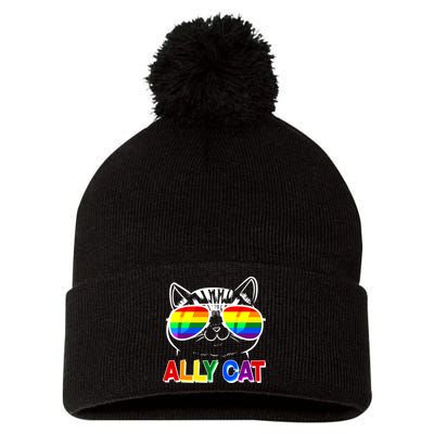 Ally Cat LGBT Pride Pom Pom 12in Knit Beanie