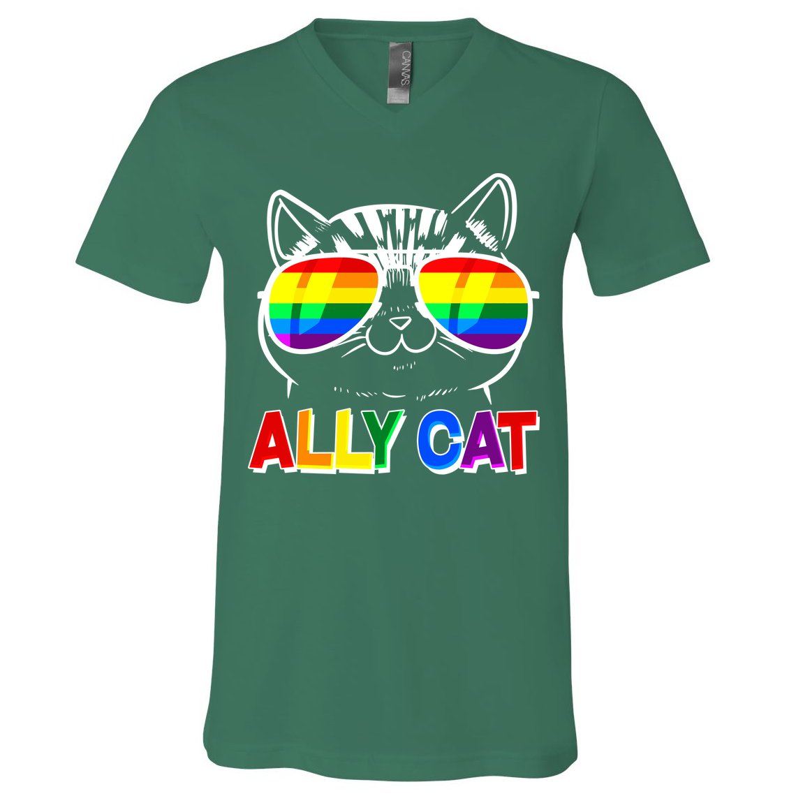 Ally Cat LGBT Pride V-Neck T-Shirt