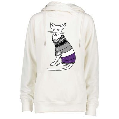 Asexual Cat Lgbtq Pride Cute Kitten Kitty Proud Ally Ace Gift Womens Funnel Neck Pullover Hood